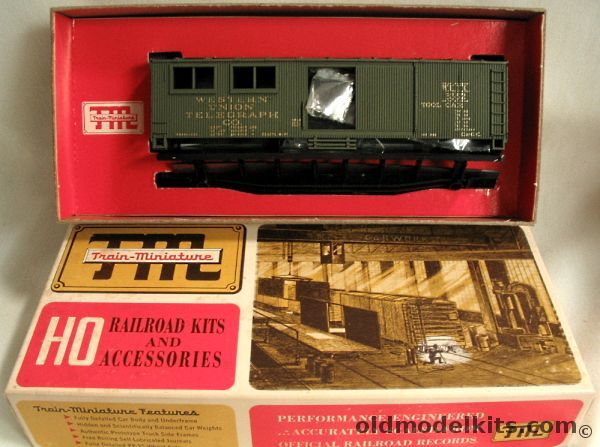 Train-Miniature HO Western Union Telegraph Tool Car - Maintenance of Way Materials Car - HO Train Kit, 8053 plastic model kit